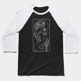 Alphonse Mucha Primevere White Neon Baseball T-Shirt